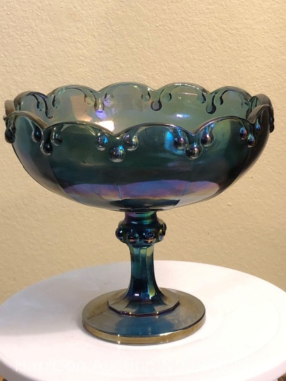 Spectacular Vintage Indiana Glass Co Opalescent  Carnival Glass Footed Bowl Dish in the Garland Pattern
