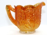 Vintage Marigold Iridescent Ridged Floral Carnival Glass Creamer