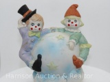 Vintage Clown Music Box, Two Children Hugging sphere with stars on it.