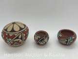 Native American Pottery, 3 Native American Jemez Pottery Jars