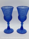 Vintage Set of 2 Avon 1976 The Washington Goblet Fostoria Cobalt Blue