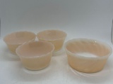 Vintage 4 Fire King Peach Lusterware Custard Bowl