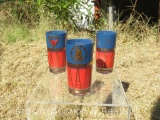 Vintage 1776 America George Washington Bicentennial Glass Tumblers Red Blue Gold Set 3
