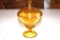 Jeannette Glass Yellow Amber Textured Dimpled Candy Dish with Lid 241B