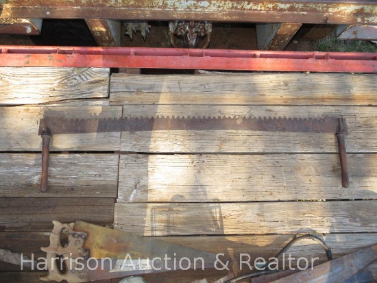 Antique Vintage Double Handle cross cut saw