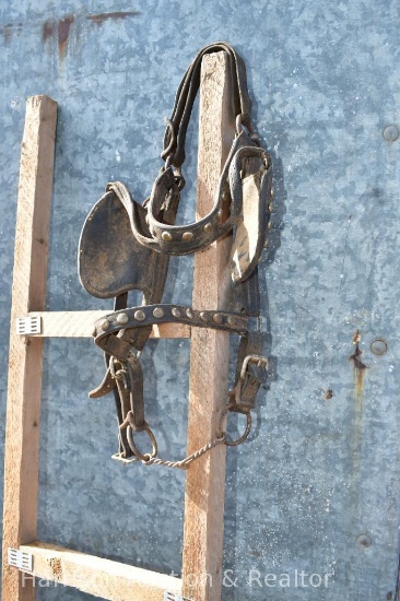 Bridal with brass details and a twisted snaffle bit