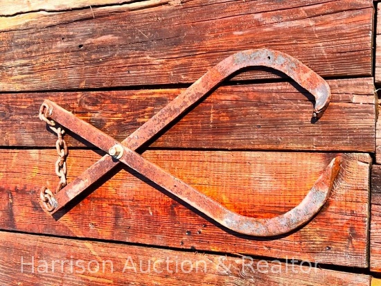 Vintage Cast Iron ice block, Haybale, log tongs 29 inches