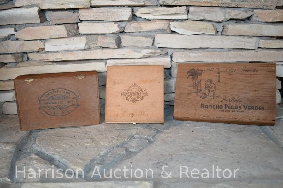 3 Vintage Cigar Dove Tail wooden boxes