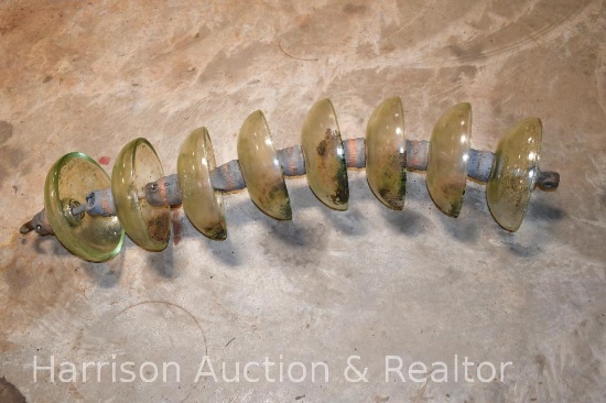 Vintage 8 Green Clear Glass Insulators