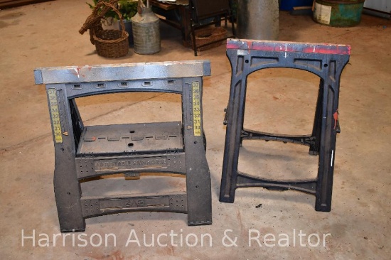 Two plastic foldable sawhorses