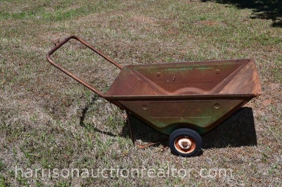 Metal wheel barrel with two rubber tires