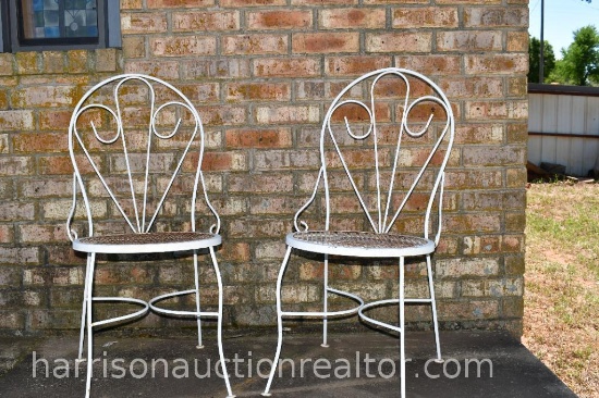 2 wrought iron, outdoor bistro chairs
