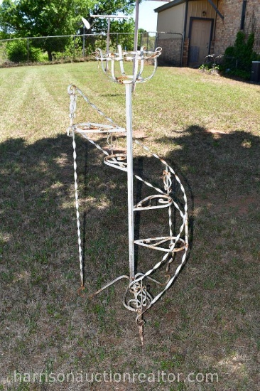 white spiral rod iron plant stand