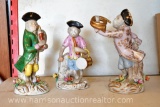 3, Antique Porcelain Musical Monkey Statues