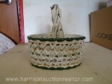 Lattice Hand Painted RCCL Oval Ceramic Basket With Handle Portugal 1684 signed for basket from