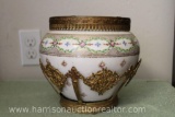 AN EARLY 20TH CENTURY FRENCH LIMOGES PORCELAIN VASE painted with flowers