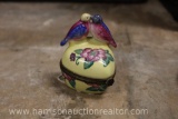 Limoges love birds yellow heart trinket box