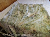 Silver and copper colored shower curtain with rose colored accents. Standard size. Set of two rose