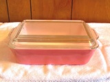Vintage Pyrex bubble gum flamingo pink refrigerator dish 503 with lid