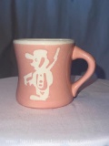 Vintage 1940s Harker Pottery CameoWare Pink Childs Cup Mug Circus Elephant Toy Soldier