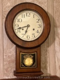 Vintage 31 Day Regulator Schoolhouse Chime Wall Clock With Key Wind