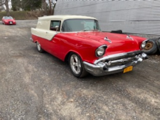 1957 Chevrolet Sedan Delivery. All original sheet metal. Original frame. Up