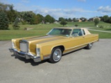 Classic 1977 Lincoln Town Car Coupe. Bright Gold Diamond Fire with light ta