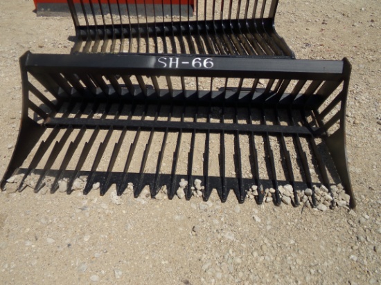 NEW 66" Skeleton Rock Bucket * skid steer connection