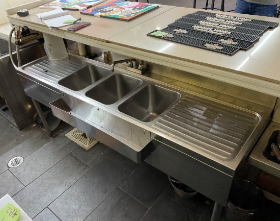 Stainless Steel 3 compartment bar Sink