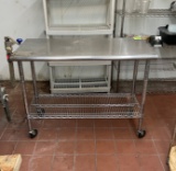 Stainless steel work top table with shelf and wheels