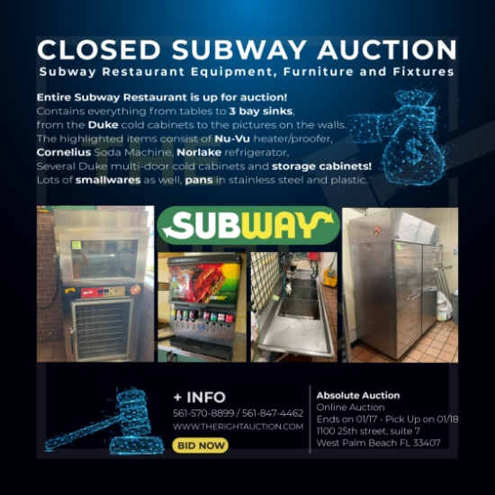 CLOSED SUBWAY RESTAURANT AUCTION