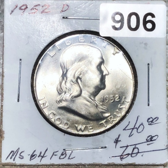 1952-D Franklin Half Dollar CHOICE BU FBL
