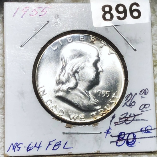 1955 Franklin Half Dollar CHOICE BU FBL