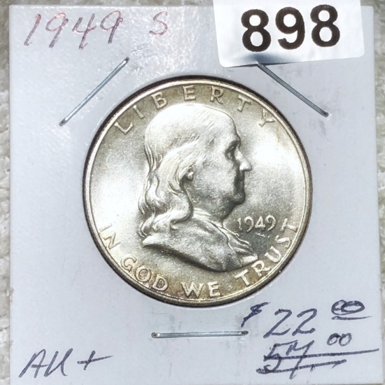 1949-S Franklin Half Dollar AU+