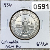 1936 Columbia Half Dollar GEM BU