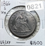 1866-S Seated Half Dollar VF/XF NO MOTO