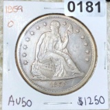 1859-O Seated Liberty Dollar ABOUT UNCIRCULATED