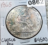 1865 Seated Liberty Dollar CHOICE AU