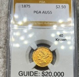 1875 $2.50 Gold Quarter Eagle PGA - AU55