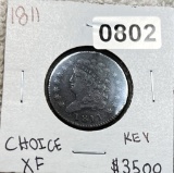 1811 Classic Head Head Cent CHOICE XF