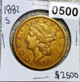 1882-S $20 Gold Quarter Eagle UNCIRCULATED