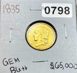 1835 $2.50 Gold Quarter Eagle GEM BU++