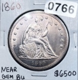 1860 Seated LIberty Dollar NEAR GEM BU