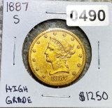 1887-S $10 Gold Eagle HIGH GRADE