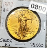 1907 High Relief $20 Gold Double Eagle CH BU