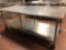 Large stainless food prep table on wheels 36x84