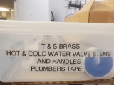 T&S Brass Hot & Cold Water Valve Stems and Handles Plumbers Tape