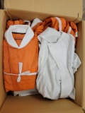 Large white coveralls ,Med. orange coveralls ,large orange coveralls & X-large orange coveralls