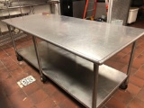 Large wheeled stainless food prep table 36x84