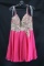 Jovani Pink Cocktail Dress With Gold Lace Bodice Size: 12